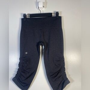 lululemon athletica Black Ruched Leggings Capris